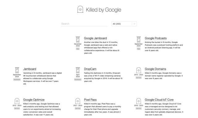 killedbygoogle.com screenshot