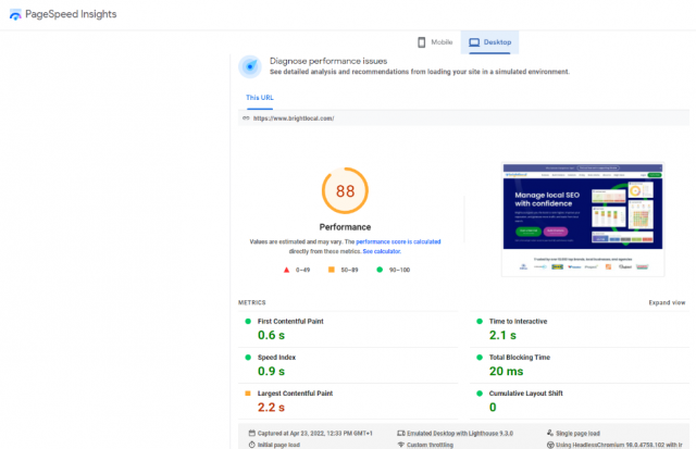 Page load speed